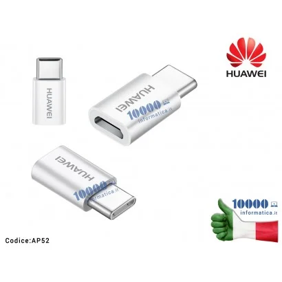 Adattatore Micro USB a USB Type-C HUAWEI P9 P9 Plus P9 Lite [BIANCO]