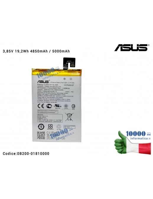0B200-01810000 Batteria C11P1508 ASUS ZenFone Max ZC550KL (Z010D) [3,85V 19,2Wh 5000mAh]