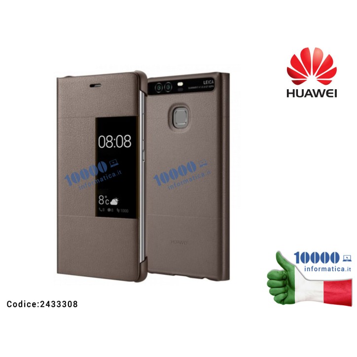 Cover Custodia Pelle S-View Case HUAWEI P9+ PLUS [MARRONE]