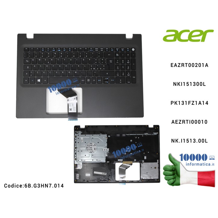 Tastiera Italiana Completa di Top Case Superiore ACER Aspire E5-574 E5-574G E5-574T [GRIGIO]