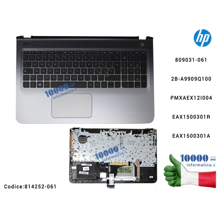 Tastiera Italiana Completa di Top Case Superiore Palmrest HP Pavilion 15-AB 15-AB249NL [NERO/SILVER] 814252-061 809031-061