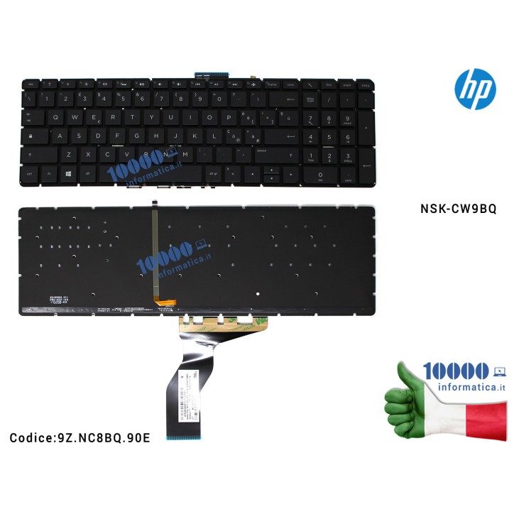 Tastiera Italiana Retroilluminata (NERA) HP Pavilion 15-AB 15-AE 15-AH 15-AK 15-AN 15-AQ 15-AS 15-AU 15-AW 15-BC 15-BK 15-UN [NO