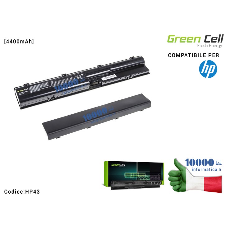 Batteria QK646AA Green Cell Compatibile per HP ProBook 4330 4430 4530 4535 4540 [4400mAh]