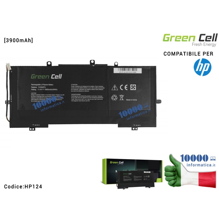 Batteria HSTNN-IB7E Green Cell Compatibile per HP Envy 13-D 13-D000 13-D010NW 13-D011NW 13-D020NW 13-D150NW VR03XL [3900mAh]