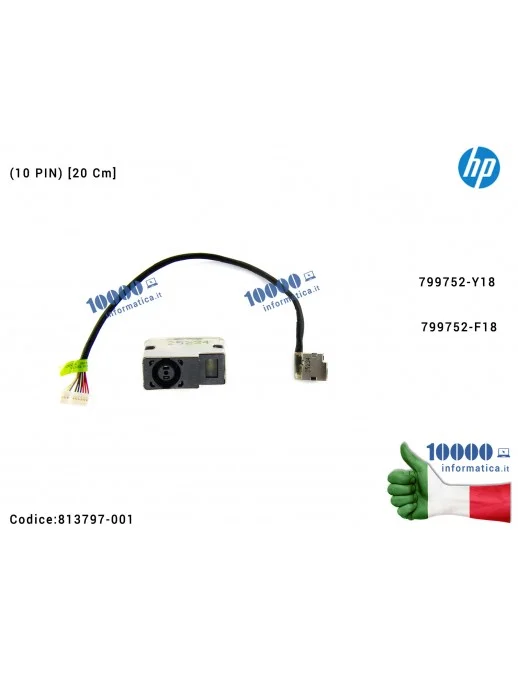 813797-001 Connettore di Alimentazione DC Power Jack HP Envy 17-N M7-N (10 PIN) [25 Cm] 799752-Y18 799752-F18