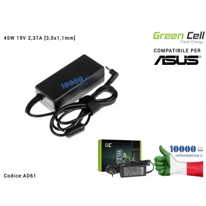 AD61 Alimentatore Green Cell 45W 19V 2,37A [3,0x1,1mm] Compatibile per ASUS ZenBook UX21 UX21A UX21E UX31 UX31E C23-UX21