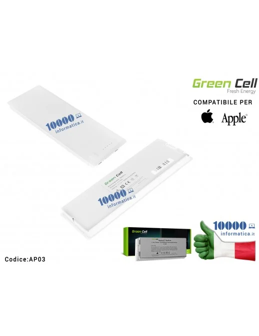AP03 Batteria A1185 Green Cell PRO Compatibile per APPLE MacBook 13 A1181 (2006-2009) [5600mAh]