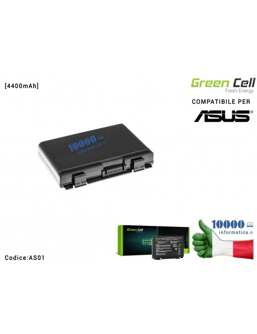 AS01 Batteria A32-F82 Green Cell Compatibile per ASUS K40 K50 K50AB K50C K51 K51AC K60 K70 X70 X5DC [4400mAh]