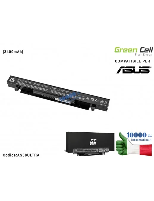 AS58ULTRA Batteria A41-X550 Green Cell ULTRA Compatibile per ASUS A450 A550 R510 R510CA X550 X550CA X550CC X550VC [3400mAh]