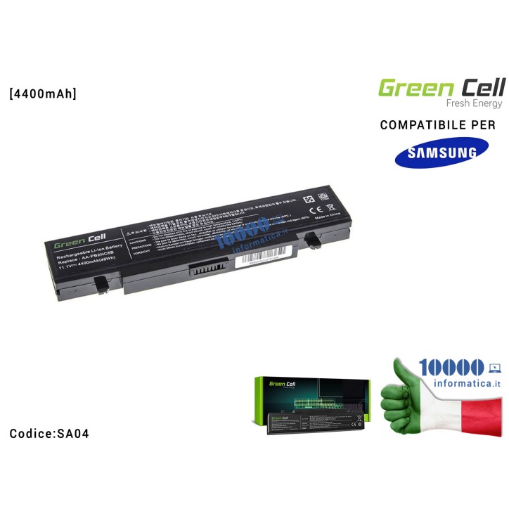 Batteria AA-PB2NC6B Green Cell Compatibile per SAMSUNG NP-P500 NP-R505 NP-R610 NP-SA11 NP-R510 NP-R700 NP-R560 NP-R509 NP-R711 N