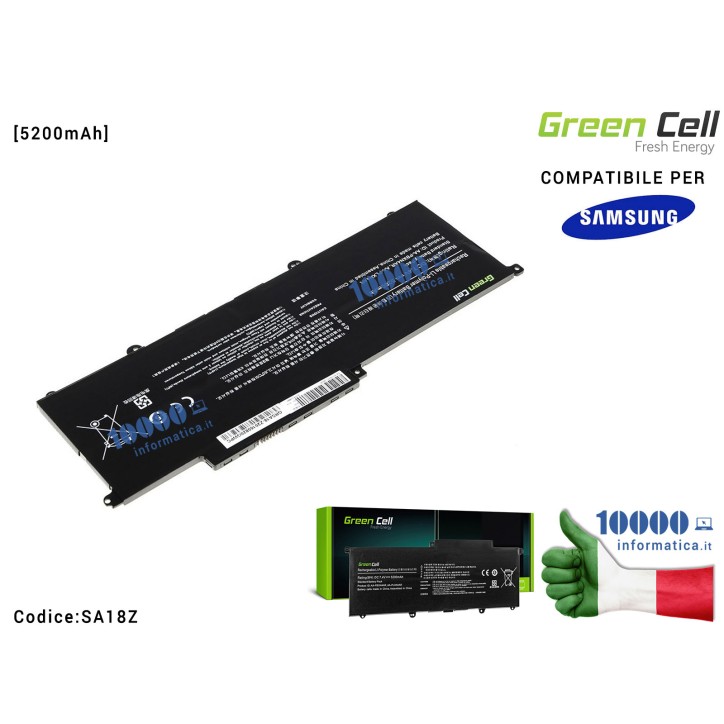 Batteria AA-PBXN4AR Green Cell Compatibile per SAMSUNG NP900X3B NP900X3C NP900X3D [5200mAh]