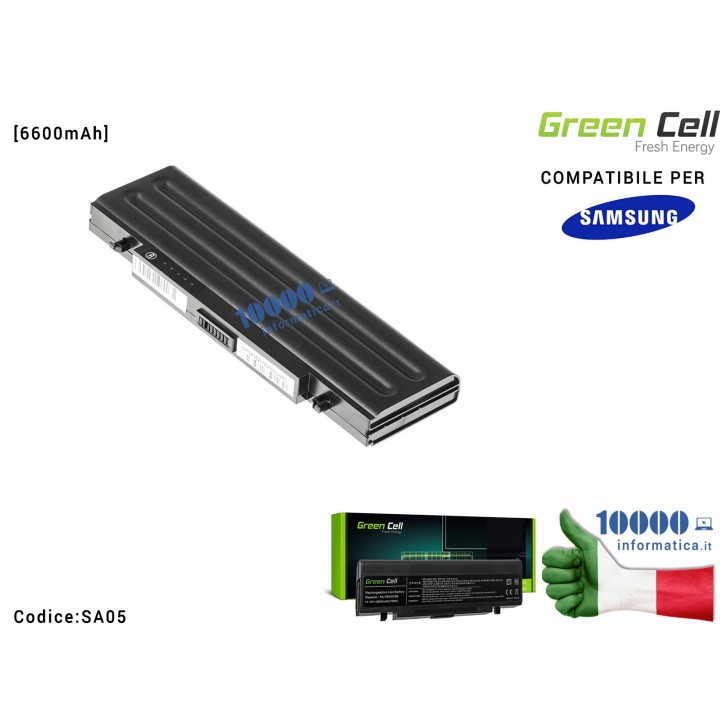 Batteria AA-PB6NC6B/E Green Cell Compatibile per SAMSUNG NP-P500 NP-R505 NP-R610 NP-SA11 NP-R510 NP-R700 NP-R560 NP-R509 NP-R711