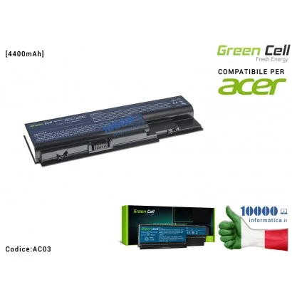 AC03 Batteria AS07B31 Green Cell Compatibile per ACER Aspire 7720 7535 6930 5920 5739 5720 5520 5315 5220 [4400mAh]