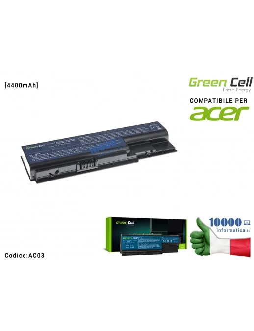 AC03 Batteria AS07B31 Green Cell Compatibile per ACER Aspire 7720 7535 6930 5920 5739 5720 5520 5315 5220 [4400mAh] AS07B31 A...