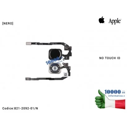 821-2092-01/N Tasto Home [NERO] Pulsante Centrale APPLE iPhone 5S (A1453) (A1518) (A1528) (A1530) (A1533) Flex Cable Ribbon B...
