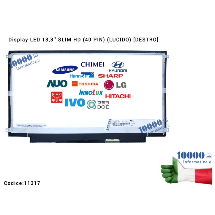 Display LCD 13,3'' Slim HD (40 PIN) (L) B133XW01 V.2 V2