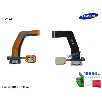 GH59-13985A Connettore Cavo Flex Dock Ricarica Lettore SIM SAMSUNG Galaxy Tab S 10,5'' SM-T800 SM-T801 SM-T805 [REV 0.8]