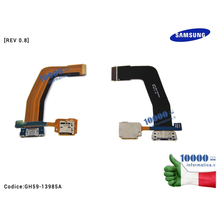 Connettore Cavo Flex Dock Ricarica Lettore SIM SAMSUNG Galaxy Tab S 10,5'' SM-T800 SM-T801 SM-T805 [REV 0.8]
