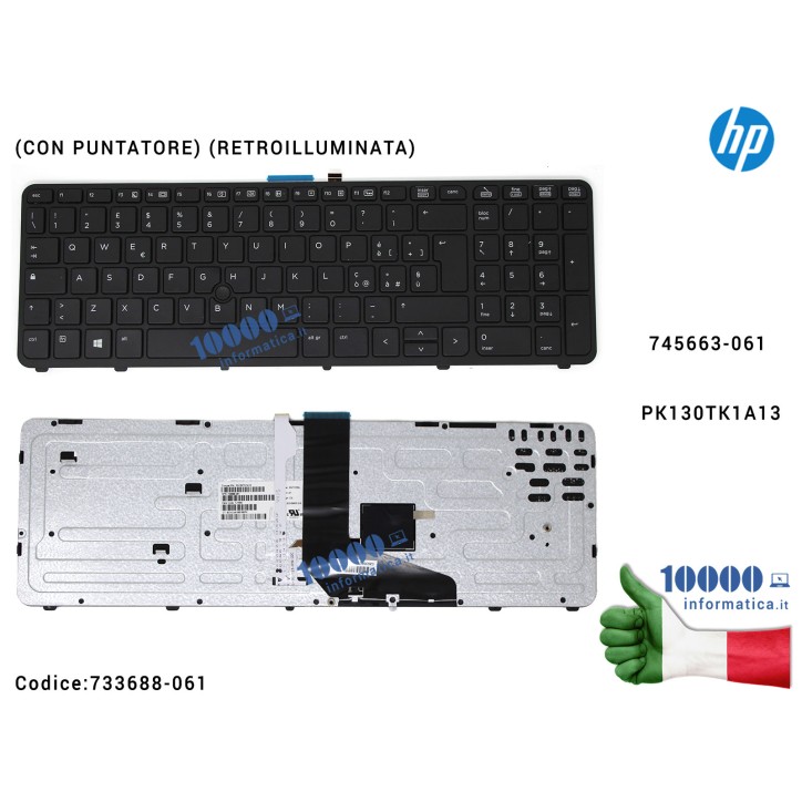 Tastiera Italiana HP ZBook 15 17 15 G2 17 G2 EliteBook 850 G2 (RETROILLUMINATA) 745663-061 PK130TK1A13
