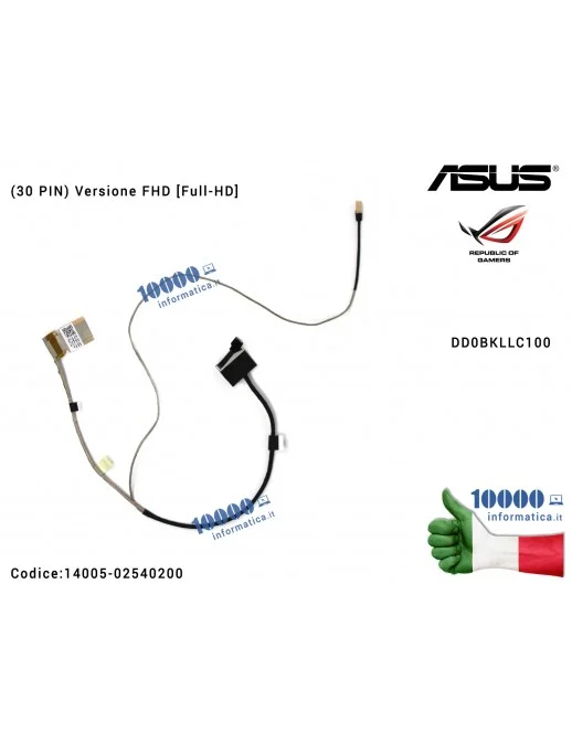 14005-02540200 Cavo Flat LCD ASUS [FHD] [30 PIN] ROG Strix GL503V GL503VD GL503VM FX503V FX503VD FX503VM (Full-HD) DD0BKLLC10...