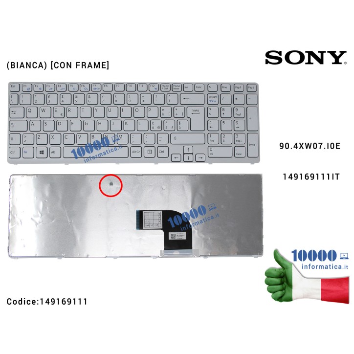 Tastiera Italiana SONY SVE17 SVE171 SVE1713C5E (BIANCA) [CON FRAME] 90.4XW07.I0E 149169111IT