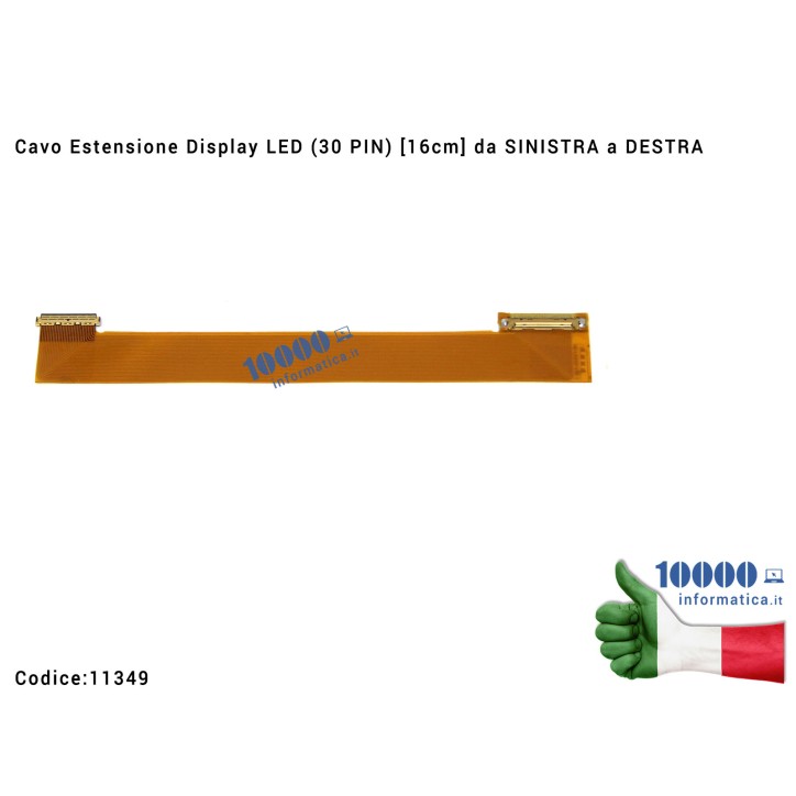 Cavo Estensione Display LED (30 PIN) [16cm] da SINISTRA a DESTRA per panelli da 10,1" a 15,6"