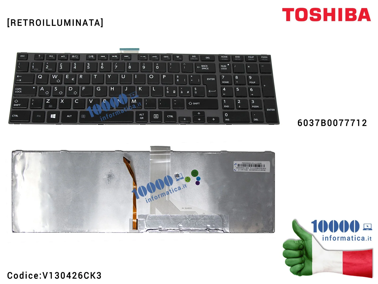 Toshiba Satellite Pro UK Keyboard – C850/C855/C870/L850/L855 – Black QWERTY