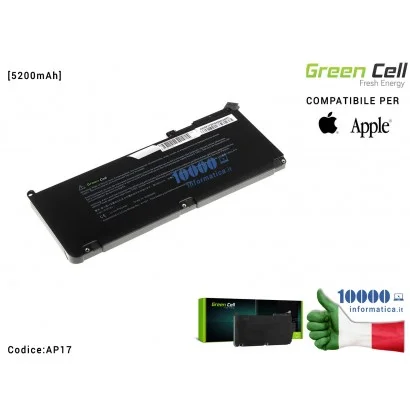 AP17 Batteria A1331 Green Cell PRO Compatibile per APPLE MacBook 13 A1342 (2009-2010) [5200mAh]