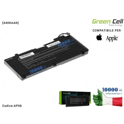 AP06 Batteria A1322 Green Cell PRO Compatibile per APPLE MacBook 13 A1278 (2009-2012) [4400mAh]