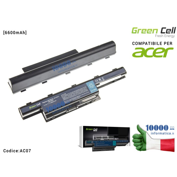 Batteria AS10D31 Green Cell Compatibile per ACER Aspire 5740G 5741G 5742G 5749Z 5750G 5755G [6600mAh]