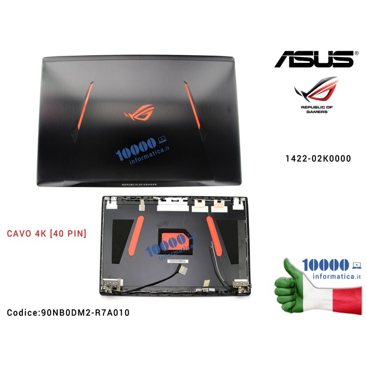 Cover LCD [4K 40 PIN] ASUS ROG Strix GL753 (NERO + LOGO ROG) GL753V GL753VD GL753VE GL753V FX753V FX753VD FX753VE 1422-02K0000