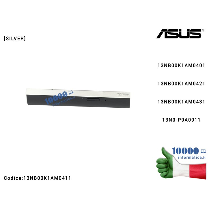Cover Coperchio Cornice Masterizzatore DVD Unità Ottica ASUS N550JA N550JV N550LF N550JK N550JX G550J G550JK N550J [SILVER] 13N0