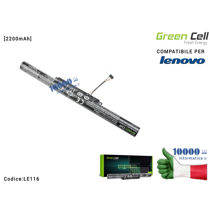 Batteria L14L4A01 Green Cell Compatibile per LENOVO Z41 Z51 Z51-70 IdeaPad 500-15ISK [2200mAh]