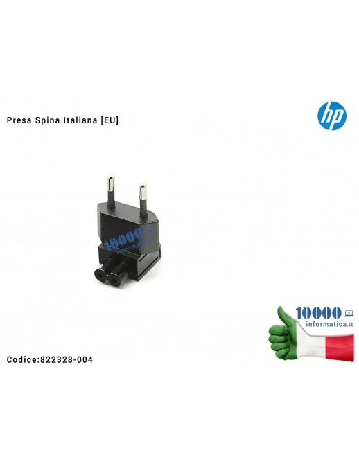 822328-004 PLUG [EU] Spina Presa per Alimentatore HP 15W 5,25V 3A [USB-C] Pro Tablet 608 G1 Pavilion X2 10-n X2 210 G1 TPN-DA...