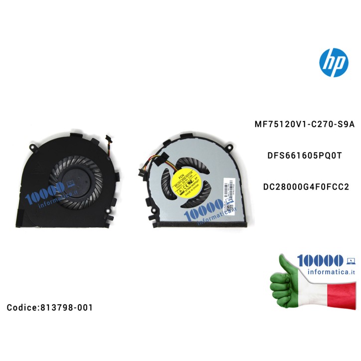 Ventola di Raffreddamento Fan CPU HP Envy M7-N M7-N101DX 17-N MF75120V1-C270-S9A DFS661605PQ0T DC28000G4F0FCC2