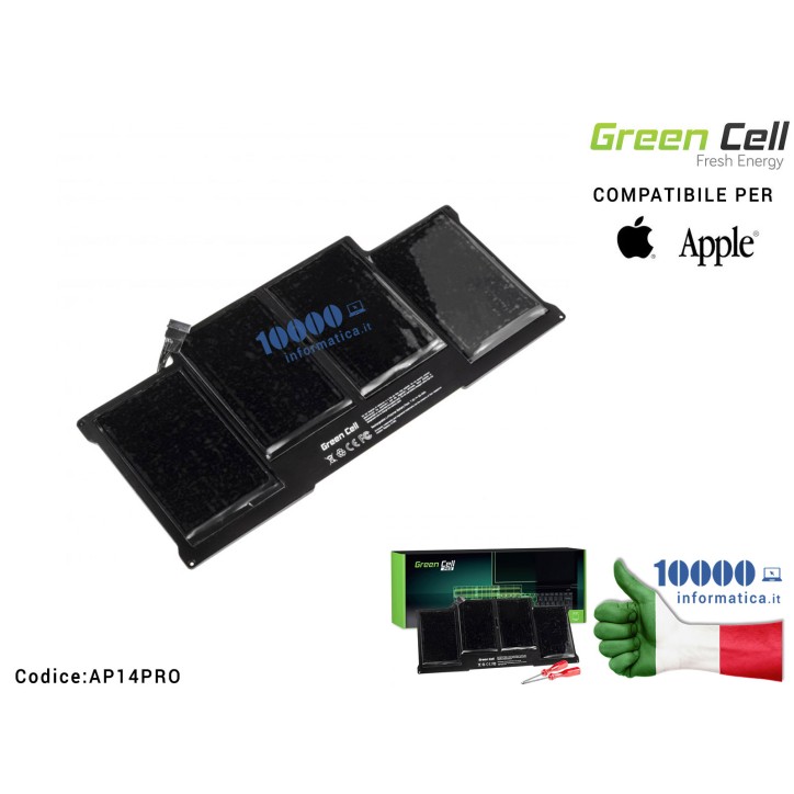 Batteria A1377 Green Cell PRO Compatibile per APPLE MacBook Air 13 A1369 A1466 A1469 A1405