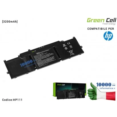 HP111 Batteria HSTNN-LB6O Green Cell Compatibile per HP Stream 11 13 Pro 11-D 13-C [3200mAh]