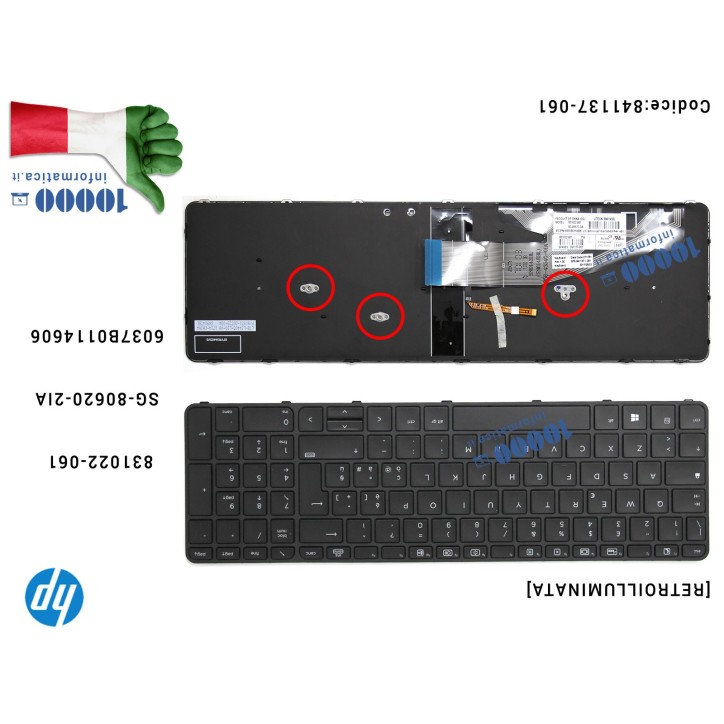 Tastiera Italiana Retroilluminata HP ProBook 450 G3 455 G3 470 G3 831022-061 SG-80620-2IA6037B0114606