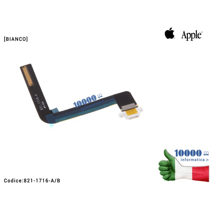 Connettore di Ricarica Lightning APPLE iPad 5 iPad AIR [BIANCO] 821-1716-A (A1474) (A1475) (A1476) Dock Cavo Flex Charging Conne