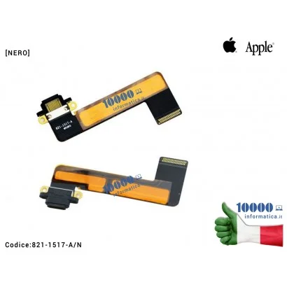 821-1517-A/N Connettore di Ricarica Lightning iPad Mini 1 [NERO] 821-1517-A (A1432) (A1454) (A1455) Dock Cavo Flex Charging C...