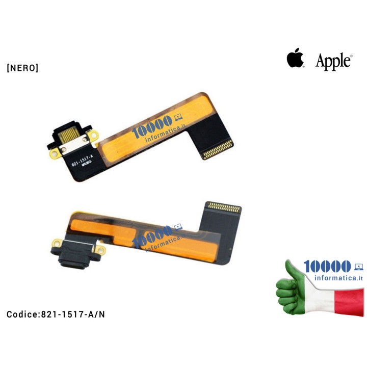 Connettore di Ricarica Lightning iPad Mini 1 821-1517-A (A1432) (A1454) (A1455) Dock Cavo Flex Charging Connector [NERO]