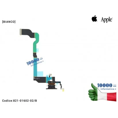 821-01602-02/B Connettore di Ricarica Lightning APPLE iPhone X 10 Ten [BIANCO] (A1865) (A1901) 821-01602-02 Dock Cuffie Micro...