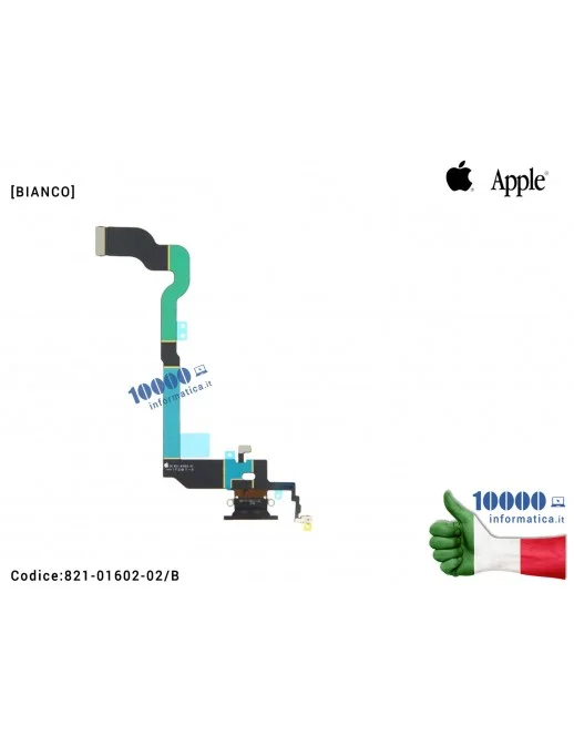 821-01602-02/B Connettore di Ricarica Lightning APPLE iPhone X 10 Ten [BIANCO] (A1865) (A1901) 821-01602-02 Dock Cuffie Micro...