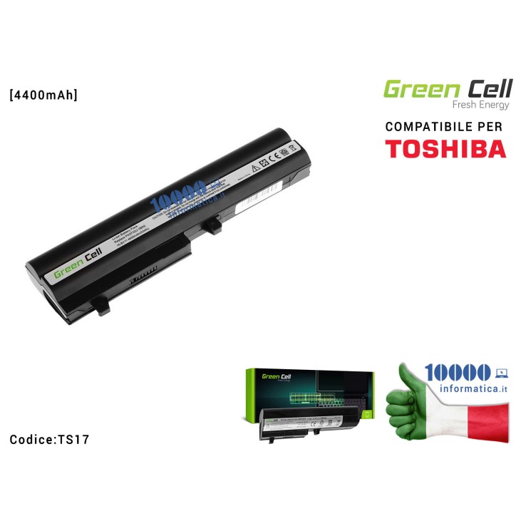 Batteria PA3835U-1BRS Green Cell Compatibile per TOSHIBA Mini NB200 NB205 NB250 PA3732U-1BRS [4400mAh]