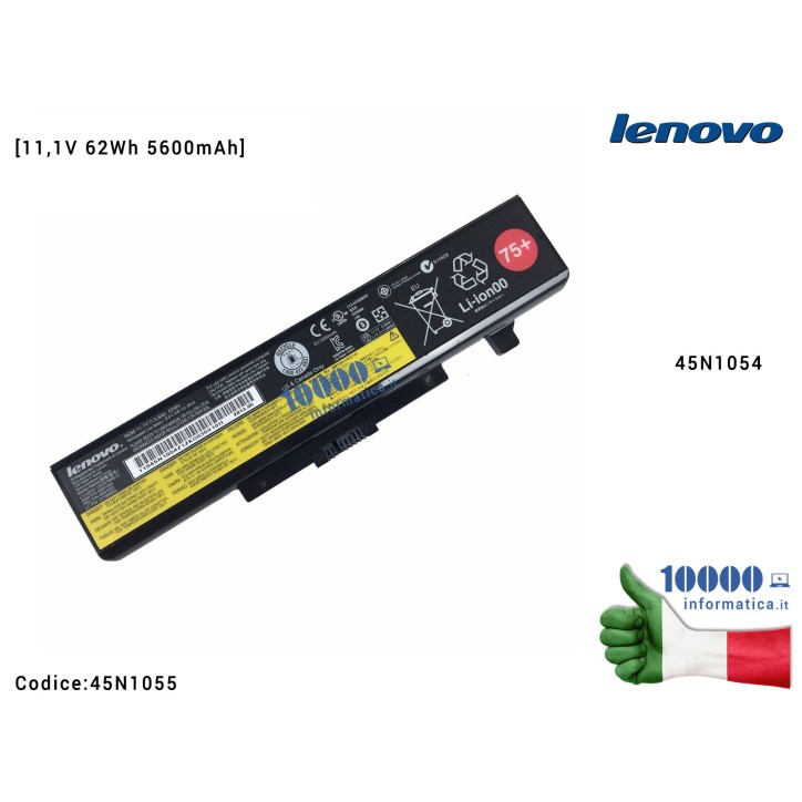 Batteria 45N1054 LENOVO [11,1V 62Wh 5600mAh] B590 B480 E430 E535 E531 E530 E440 V480 V580
