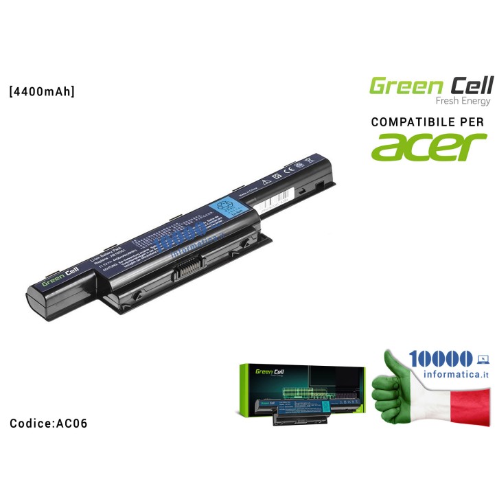 Batteria AS10D56 Green Cell PRO Compatibile per ACER Aspire 5740G 5741G 5742G 5749Z 5750G 5755G [4400mAh]