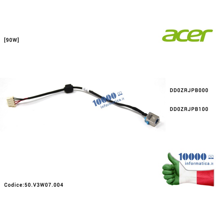 Connettore di Alimentazione DC Power Jack PJ649 [90W] ACER TravelMate 5360G 5760 5760G 5760ZG (20 cm) DD0ZRJPB000 DD0ZRJPB100