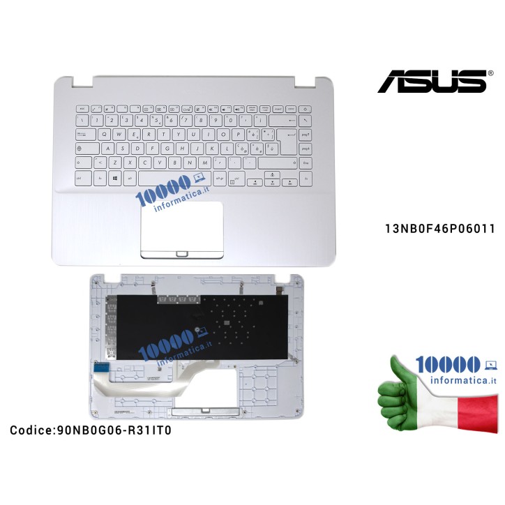 Tastiera Italiana Completa di Top Case Superiore ASUS VivoBook X505B (Pearl White) X505BA X505BP F505BA S505BA F505B X505B [BIAN