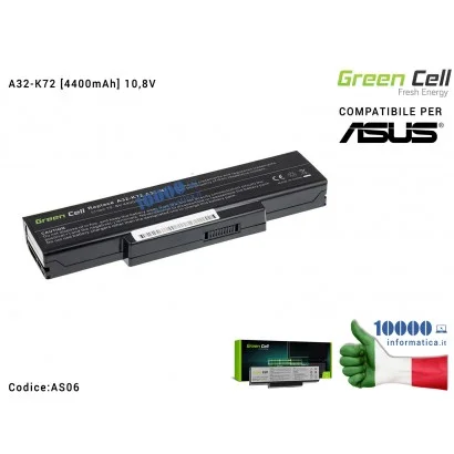 Batteria A32-K72 Green Cell Compatibile per ASUS K72 K73 N71 N73 [4400mAh] 11,1V