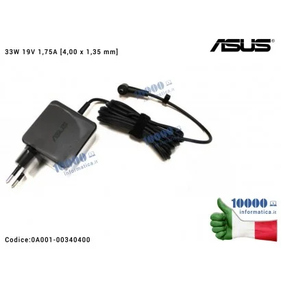 0A001-00340400 Alimentatore ASUS 33W 19V 1,75A [4,0 x 1,35 mm] X509 X553 X553 S200 SF553 200SA X200CA F200MA F553M F553MA X45...